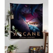 Arcane Season 2 Jinx Graffiti Colorful Tapestry Wall Hanging Bohemian Wall Tapestries Mandala Wall Art Decor 74x94cm(29x37in) gray