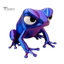Healing Sad Animal Collectibles for Adults 3D Printed Grumpy Animals Figurine, Funny Angry Turtle Gorilla Dachshund Hippo Goose Small Resin Frog blue