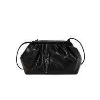 Mažas prabangus dizainas Moteriška odinė sidabrinė debesies rankinė Moteriška auksinė crossbody rankinė Moteriška vakarėlio delninė rankinė Moteriškos rankinės 27cm*11cm*18cm juoda