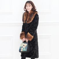 Fur jacket long slim autumn and winter new fox fur collar mink coat women's Korean version warm large size casual 9XL juoda