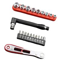 36 Tooth Magnetic Ratcheting Screwdriver Dual Drive Compact Tool With L Shape Socket Wrench and Bits Set For Tight Space black