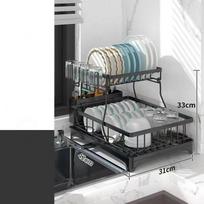 ZISIZ Double Layer Kitchen Dish Drying Rack gray
