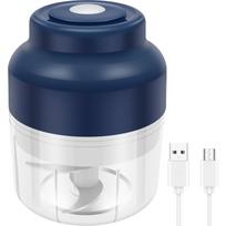 Electric Mini Garlic Chopper 250/320 ML USB Charging Meat Grinder Detachable Garlic Mincer Kitchen Tools for Crushing Vegetables blue