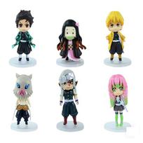 demon slayer 6pcs/set Anime  kimetsu no yaiba figure kamado tanjirou action figure agatsuma zenitsu nezuko warrior pvc gift box black