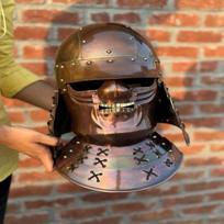 Šalmas, Fantazijos SCA LARP Šalmas, Sengoku Bashara Anime Cosplay Šalmas, Viduramžių Casco Samurajų Šalmas black