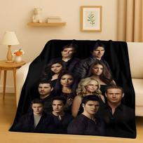HD The Vampire Diaries Damon Salvatore TV Flannel Blanket,Ultra Soft Warm Plush Throw for Home Bedroom Bed Sofa Cover Kids 75x90cm beige
