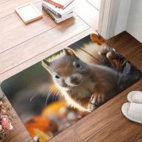 1 vnt. 3D mielas voverės atspaudas, didelis neslystantis kilimėlis, sugeriantis vandenį, kilimas namų įėjimui, svetainei, miegamojo dekoravimui 40x120cm brown