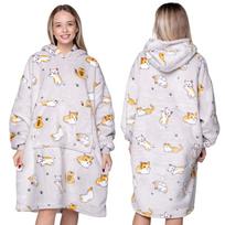 Antklodė Oversize Šilta Stora Antklodė-Bluzonas 2-in-1 XXL Katės Kailis [Kb-W10] white