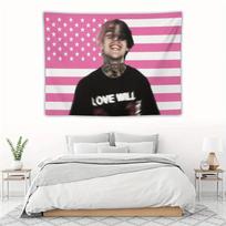Lil Peep Rožinė Amerikos Vėliava Sieninė Gobelenas Emo Reperis Sienos Kabinys Bendrabučio Miegamojo Svetainės Estetiniam Dekoru 100X70CM black