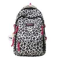 Schoolbag Japanese Harajuku casual canvas cow print leopard print backpack ins high school college student schoolbag female tide backpack without pendant leopardo rašto spalva