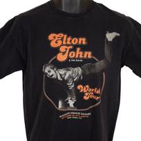 Elton John 100% Cotton T-shirt Mens Tees Top Mens Size Medium Black World Tour Madison Square Garden 1973 S black