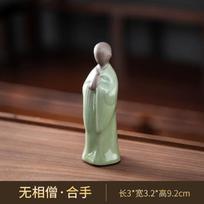 Wuxiang Buddha Ceramic Little Monk Zen Decoration Bonsai Figure Living Room Tea Table Decoration Tea Pet brown