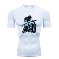 Samurai with Katana Men Sports T-Shirt Training Jogging Running Workout Compression Shirt Rashgard Tops Tee Short Sleeve T-Shirt S black