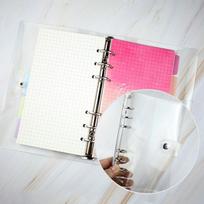 Agenda A4/A5/A6/A7 Plastic Folder Transparent Planner Binder Notebook Loose Leaf Ring A7 pink
