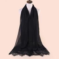 A167 Pearl Chiffon Patchwork Rhinestone Ethnic Shawl & Headscarf - Solid Color juoda