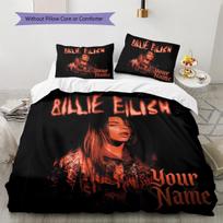 Custom Name Billie Eilish Bedding,Quilt Set Quilt Cover Pillowcase Home Birthday Gift(1 * duvet cover + 2 * pillowcase, without core) -HE29 135x200cm white