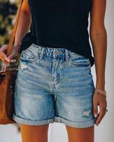 Women's High Waist Denim Shorts Wide Leg Shorts Roll Hem Distressed Street Casual Summer Jeans Shorts S gray