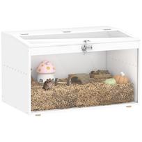 Hamsterio narvas namelis smulkiems gyvūnams su atverčiamu viršutiniu dangčiu ir skaidriu akrilo langeliu 80x50x50 cm Baltas 80 x 50 x 50 cm