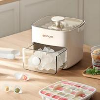 48-Block Ice Cube Machine with Easy-press Lid, Large Capacity, Double-layer Design, Food-grade Refrigerator Plastic Storage dramblio kaulas