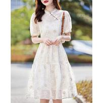 Demana Evening Primrose New Chinese Style Qipao Dress M pilkšvai balta