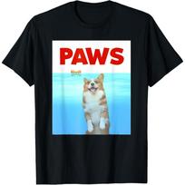 Paws Dog Parody 80s Corgi Shark Funny Dog Gift T-Shirt for Men Women S juoda