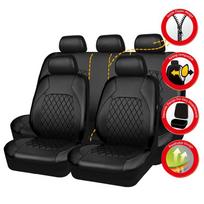 PU odos universalūs automobilio sėdynių užvalkalai, oro pagalvės Suderinami vandeniui atsparūs automobilio sėdynių apsaugos priedai, tinka daugeliui Black 2pcs