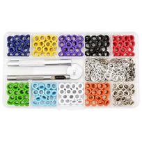 400 vnt. 5 mm prakiūrimų rinkiniai audiniams, brezentui, užuolaidoms, drabužiams, odos remontui 1 gray