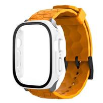 Watch Case+Strap For apple watch ULTRA 2 3 49mm 45mm 44mm 41mm 40mm Football Pattern correa Bracelet iwatch 4/5/6/SE/7/8/9 cases 45mm Series 7 8 9 oranžinė