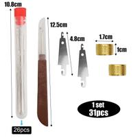 Big Eye Sewing Needles Set Steel Hand Needles with Thread Thimble Threader Scissor for Embroidery DIY Craft Clothes Repair Kit blue