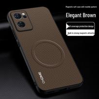 OPPO Reno 7 Pro/7 SE Phone Case - High-end, Full Coverage, Anti-drop Protection with Magnetic Buckle and Stylish Texture OPPO Reno 7 Global Version 4G brown