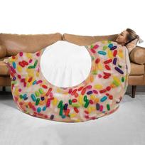 Pizza Burrito Flannel Blanket: Cozy Travel and Air Conditioning Cover 75x75 cm beige