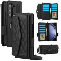 Z Fold 7 Phone Wallet Case for Samsung Z Fold 7 Cases with Card Slots PU Leather Flip Kickstand Crossbody Strap S Pen Holder Opp Bag