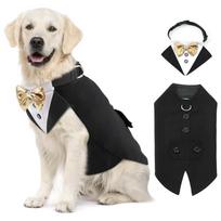 Tanpopo šuns smokingo ir bandana rinkinys Formalus kostiumas šunims vestuvėms, vakarėliams, baigimui Bow tie striukė Kalėdoms, gimtadieniui Kostiumai (as the picture,S) beige