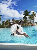 Inflatable Pearl Shell Sofa Floating Row Swim Ring Floating Mat Floating Bed Riding Swimming Pool Floating Toy