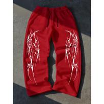 Street Style Men's Thorny Printed Casual Pants Loose and Comfortable Sports Pants Flowing Wide Leg Pants Hip Hop Street Dance Sports Pants M gray
