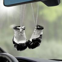 Mini Boxing Gloves Car Rearview Mirror Charm, Cool Leather Gloves Boxing Automotive Interior Hanging Ornament, Creative Vehicle Pendant Decoration juoda