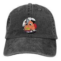 Washed Men's Baseball Cap Pochita Essential Trucker Snapback Cowboy Caps Dad Hat Chainsaw Man Anime Golf Hats Adjustable black