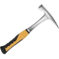 Damaly,1pc High Carbon Steel Rock Pick Hammer, All-Steel Geological Claw Hammer with Non-Slip Rubber Handle, Brushed Finish geltona