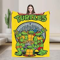 TMNT žaidimo flanelinis pledas Šiltas pledas namų dekoravimui Dekoratyvinė grafinė lovatiesė Sofos lovos užvalkalas 30x40in yellow