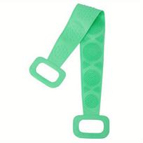 1pc Extra Long Silicone Body Scrubber Bath Brush Belt with Handle - Easy Back Exfoliating Shower Strip for Deep Clean & Skin žalia