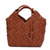 [ANA McQueen] Genuine Leather Braided 4-Way Tote (Old Gold) brown