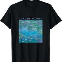 Claude Monet Linksmas T-shirt Vandens lelijos Impresionizmas Tapyba Menas Vyrai Moterys Linksmi Drabužiai Meno Dovana Aliejinės tapybos T-shirt S juoda