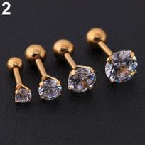 Vyrai Moterys Kalnų krištolas kremzlės Tragus Bar Helix Upper Ear Earring Stud Jewelry 3mm auksas