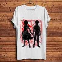AOT Titan Anime Mikasa AckerUnisex and Eren Jaeger Funny Unisexga TshirtWhite Casual Short TshirtUnisex Streetwear Tee Breathable S black