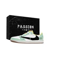 Travis Scott x Jordan Air Jordan 1 Mint Travis Scott X AJ1 Low Slip Resistant Low top Vintage Basketball Shoes Women's DZ4137-700(Team1897-)) 41