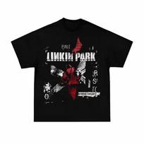 2025 Summer Fashion Linkin Park Linkin Park American Vintage Figure Print Heavy Cotton Loose Short Sleeve T-shirt for Men_women S juoda