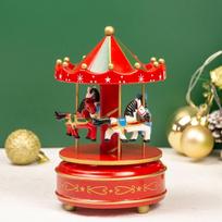 Christmas Carousel Carousel Music Box Interactive Exquisite Rotating Wooden Music Box Cartoon Wooden Children Gifts Musicbox