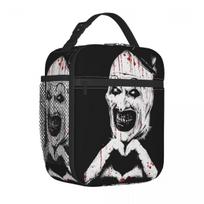 Art The Clown Terrifier Vintage Insulated Lunch Bag Cooler Bag Reusable Large Lunch Box Tote Bento Pouch College Outdoor One Size gray