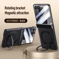 Skirta Samsung Galaxy Z Flip8 5G prabangi PU odos 360° besisukanti atrama Magnetinis grūdintas stiklas Priekinė plėvelė Magsafe dėklui For Galaxy Z Flip 8