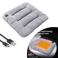 12v Car Heated Seat Cushion With Graphene Technology, Winter Plush Electric Heating Pad, Usb Universal Single-chip Auto Accessory pilka